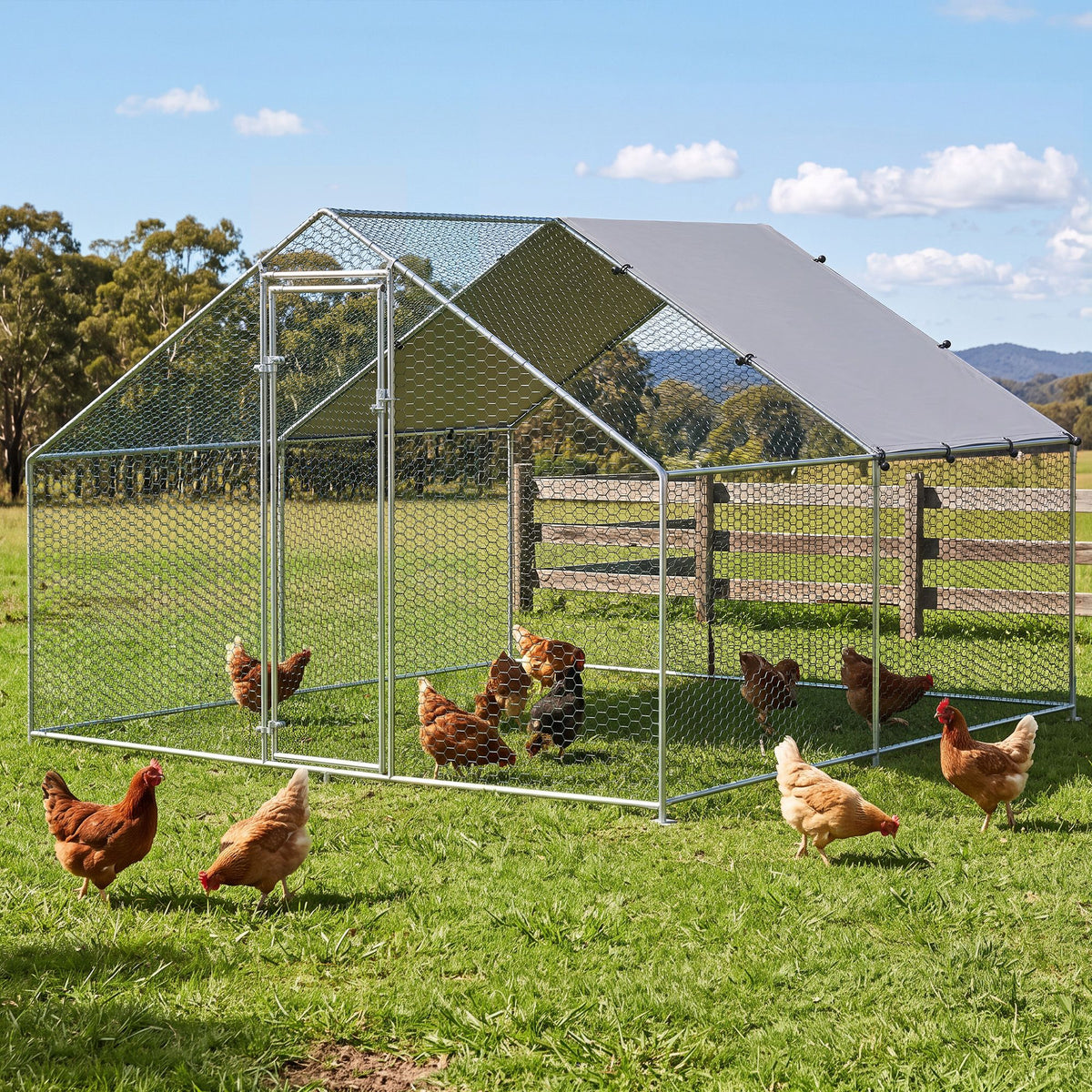 i.Pet Chicken Coop Rabbit Hutch Outdoor Run Walk in Hen Cage Ferret House 3x3x2m