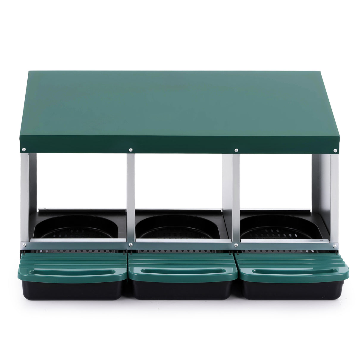 i.Pet Chicken Nesting Box Roll Away 3 Holes Metal Wall Mounted Nest Box Green