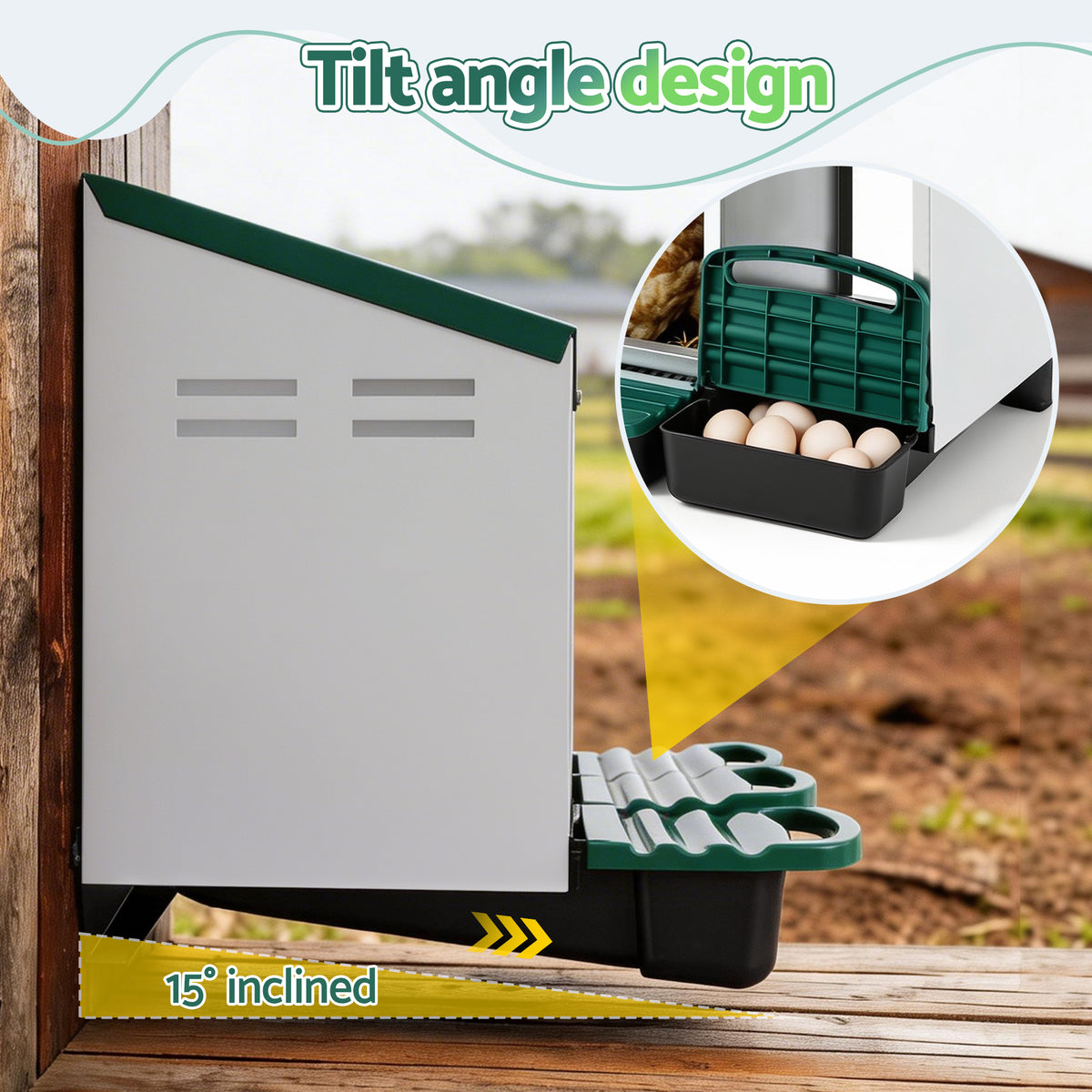 i.Pet Chicken Nesting Box Roll Away 3 Holes Metal Wall Mounted Nest Box Green