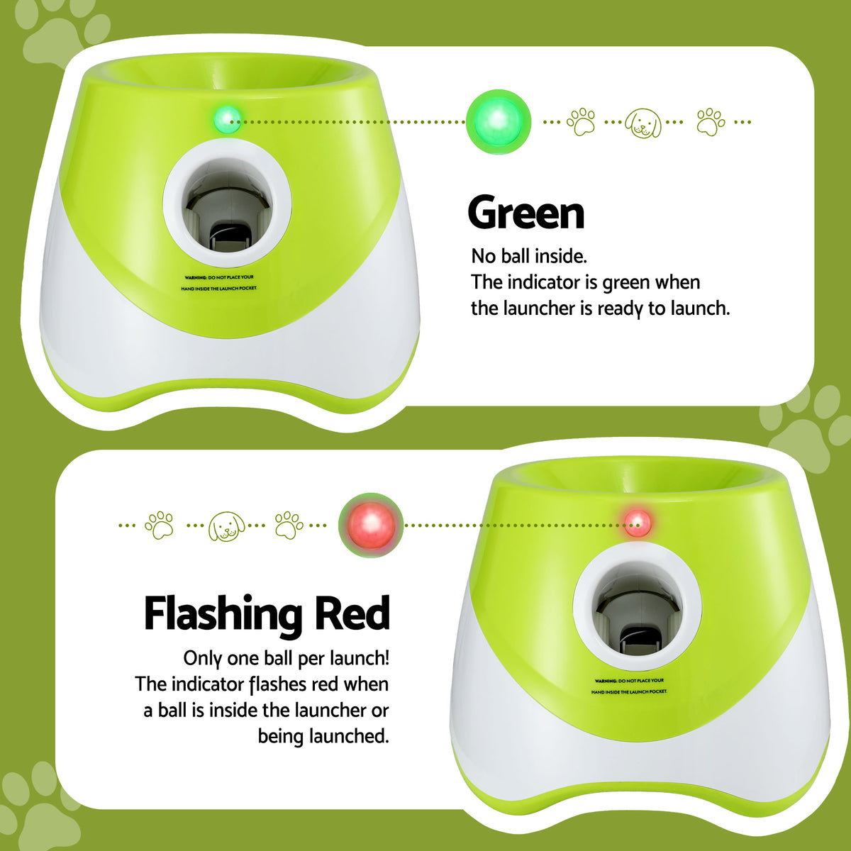 i.Pet Dog Ball Launcher Thrower with 6 Balls & 3/6/9m Launch Distances Green
