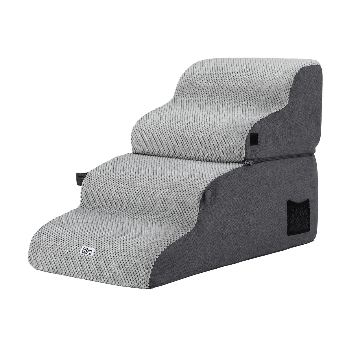 i.Pet Dog Stairs and Bed 2-in-1 Sofa Car Foam Non-Slip Washable Pet Stairs Indoor Grey