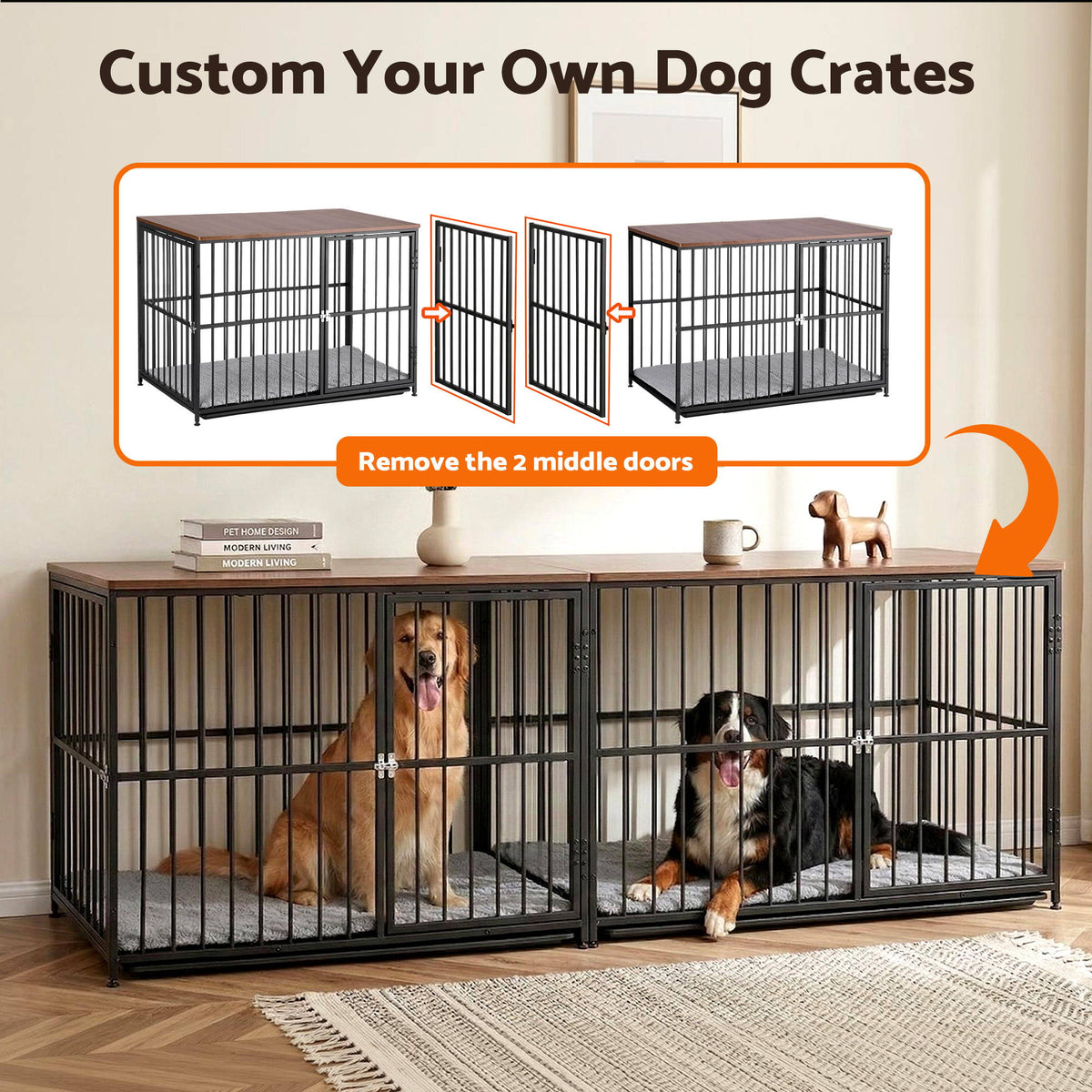 i.Pet Extra Large Dog Crate Furniture 107cm Dog Cage Puppy Pet Wooden Black