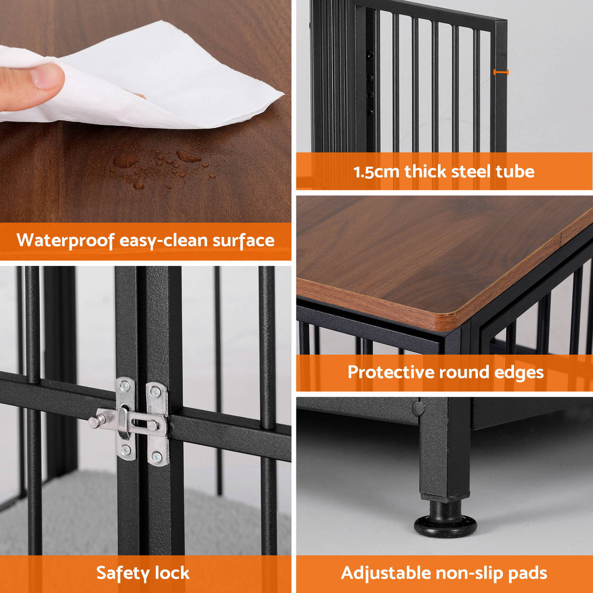 i.Pet Extra Large Dog Crate Furniture 107cm Dog Cage Puppy Pet Wooden Black
