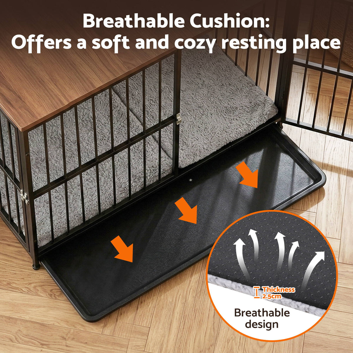 i.Pet Extra Large Dog Crate Furniture 107cm Dog Cage Puppy Pet Wooden Black