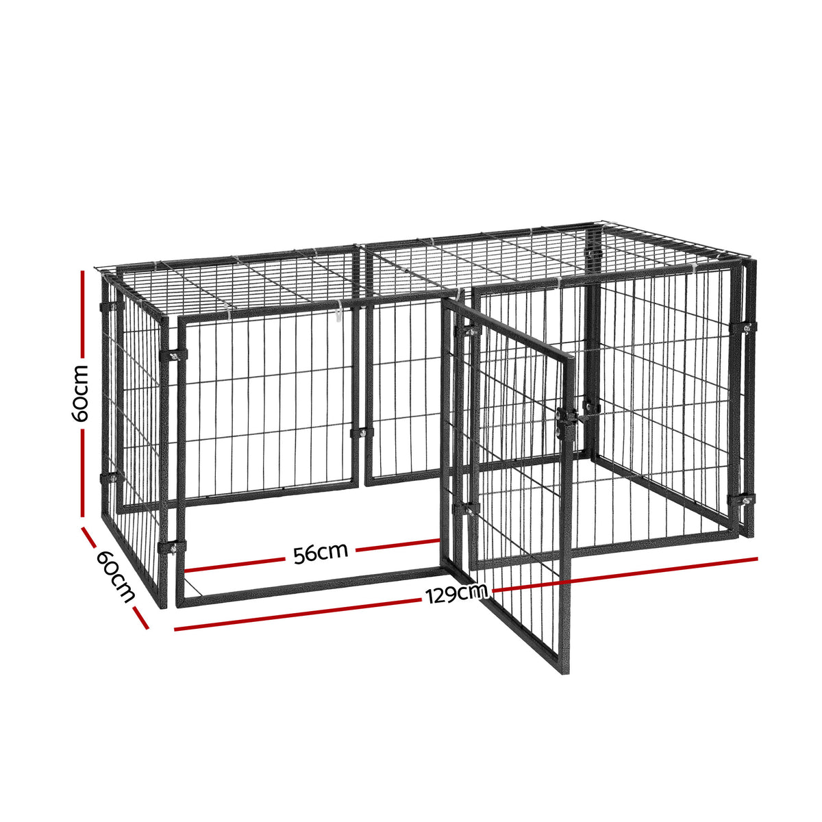 i.Pet Large Dog Crate Cage Playpen 129cm Puppy Pen Pet Enclosure Black
