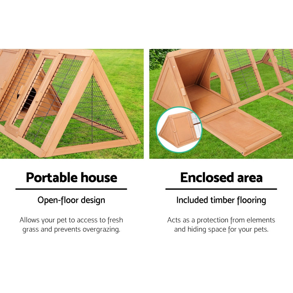 i.Pet Rabbit Hutch Chicken Coop 119cm x 51cm x 44cm Chicken Coop Large Run Wooden Cage Outdoor