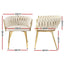 1 Set of 2 Artiss Dining Chairs Velvet Armchair Beige