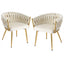 1 Set of 2 Artiss Dining Chairs Velvet Armchair Beige