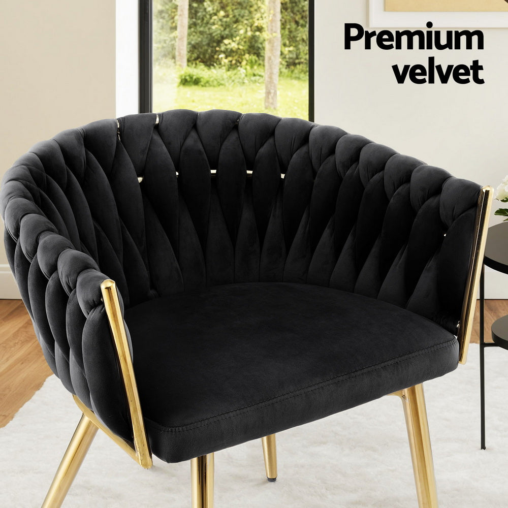 1 Set of 4 Artiss Dining Chairs Velvet Armchair Black