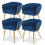 1 Set of 4 Artiss Dining Chairs Velvet Weaving Armchair Blue