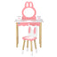 1 Set of Keezi Kids Dressing Table Wooden Bunny Pink