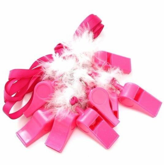 10 Pack Whistles Whistle Hot Pink Sports Cheerleader Hens Night Pink Games Party