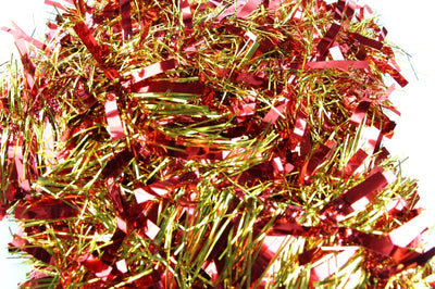 10 x Christmas Tinsel Thick 2-Tone Xmas Garland Tree Decorations - Red/Gold