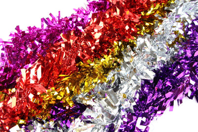 10 x Christmas Tinsel Thick Xmas Garland Tree Decorations - Assorted Pack