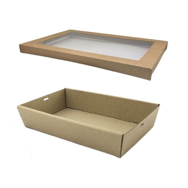 10 x Extra Small Brown Kraft Disposable Catering Grazing Boxes Trays With Lids