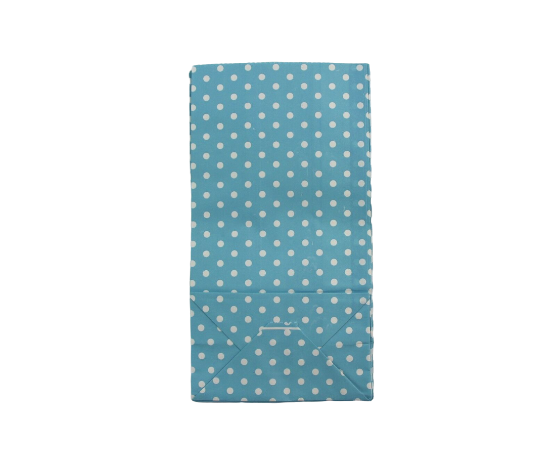 10 x Paper Lolly Bags Large 23Cms Wedding Birthday Gift Polka Dots Light Blue