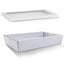10 x White Disposable Catering Grazing Boxes Trays Clear Frame Lids - Large