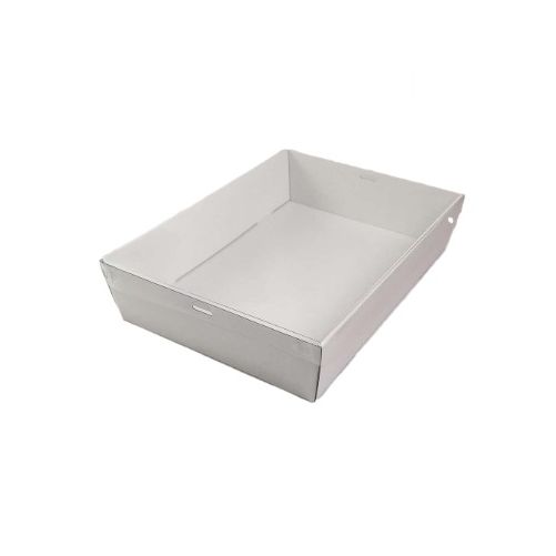 100 X Large White Disposable Catering Grazing Boxes Trays With Clear PET Lids