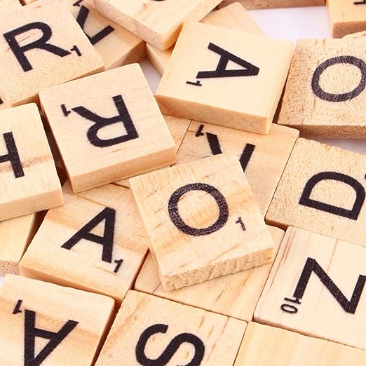 100Pcs Wooden Alphabet Letters Scrabble Tiles Set / Diy Letter Crafts For Children Kids Student