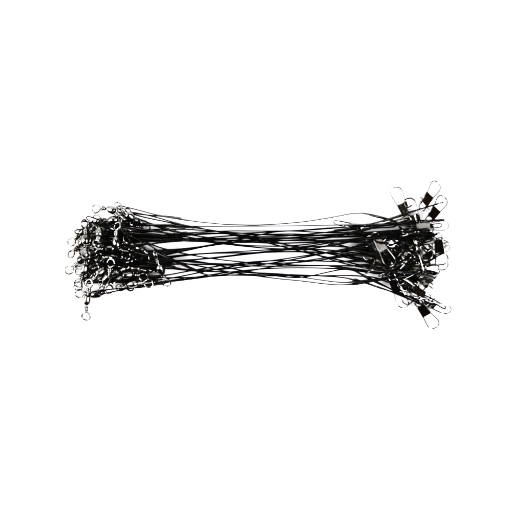 108 X Black Fishing Stainless Steel Leaders With Snap & Swivles 6"Long Tackle