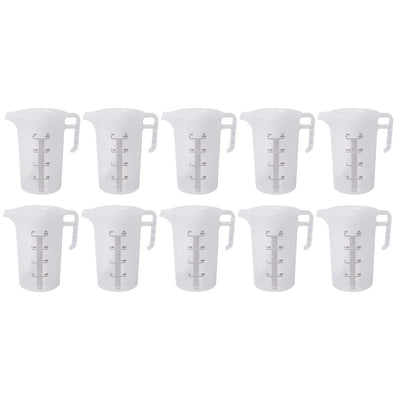 10x 2L Measuring Jug Heavy Duty Clear Plastic Propylene Food Grade BPA 5 Pro-Jug