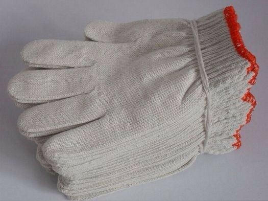 12 Pairs / 24 Pcs White Red Work General Purpose Poly/Cotton Yarn Elastic Gloves