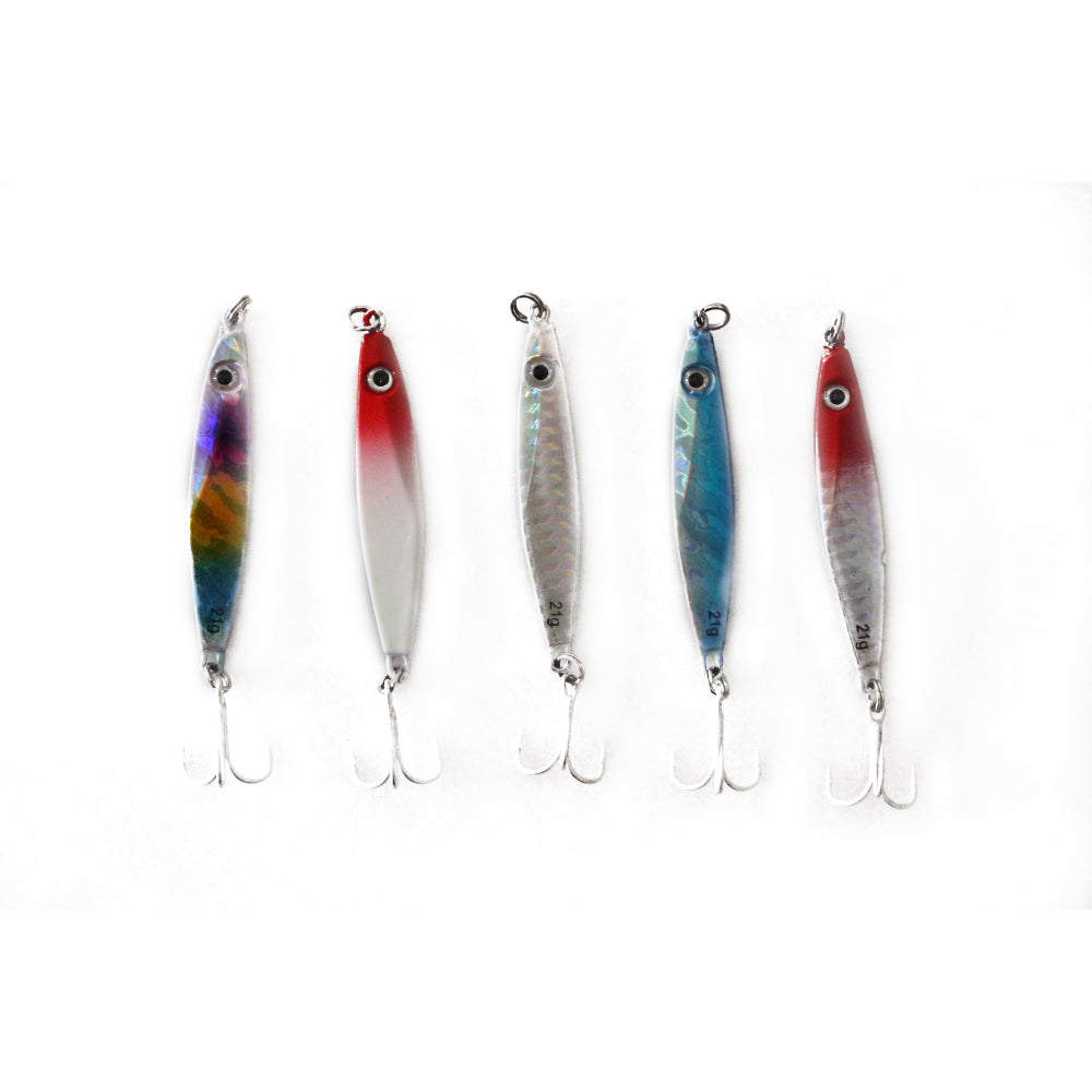 15 X 21G Fishing Lures Metal Slice Micro Jig Bait Spoon Tackle Salmon Mackerel