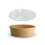 150 X Brown Kraft Paper Food Bowls And Lids 500Ml