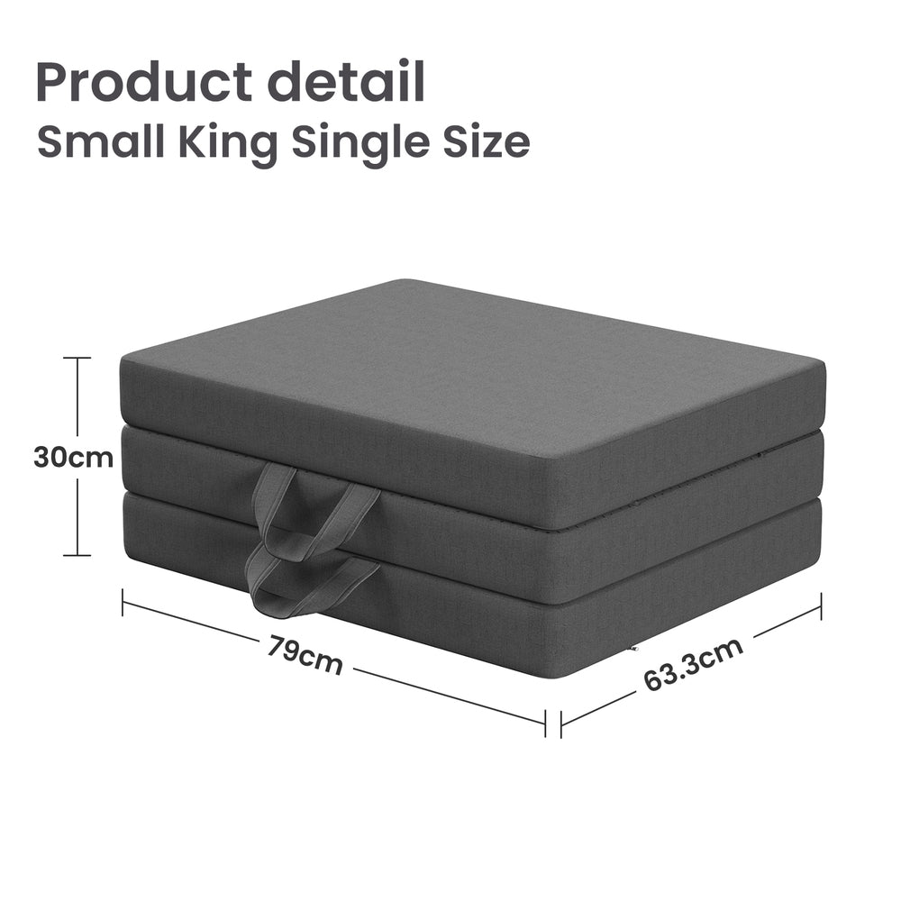 15cm Small King Single BedStory 3-Fold Mattress Folding Foam Bed Washable Cover, 190x80cm