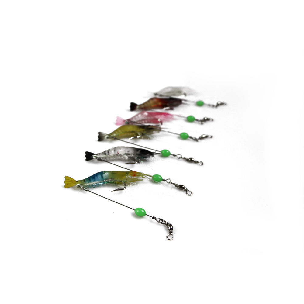 18 X Plastic Fishing Lures Soft Tackle Prawn Shrimp Flathead Bream Cod Bass Glow