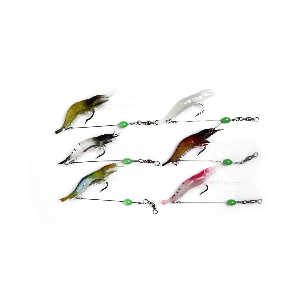 18 X Plastic Fishing Lures Soft Tackle Prawn Shrimp Flathead Bream Cod Bass Glow