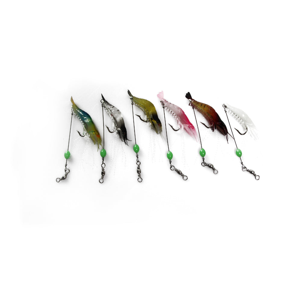 18 X Plastic Fishing Lures Soft Tackle Prawn Shrimp Flathead Bream Cod Bass Glow