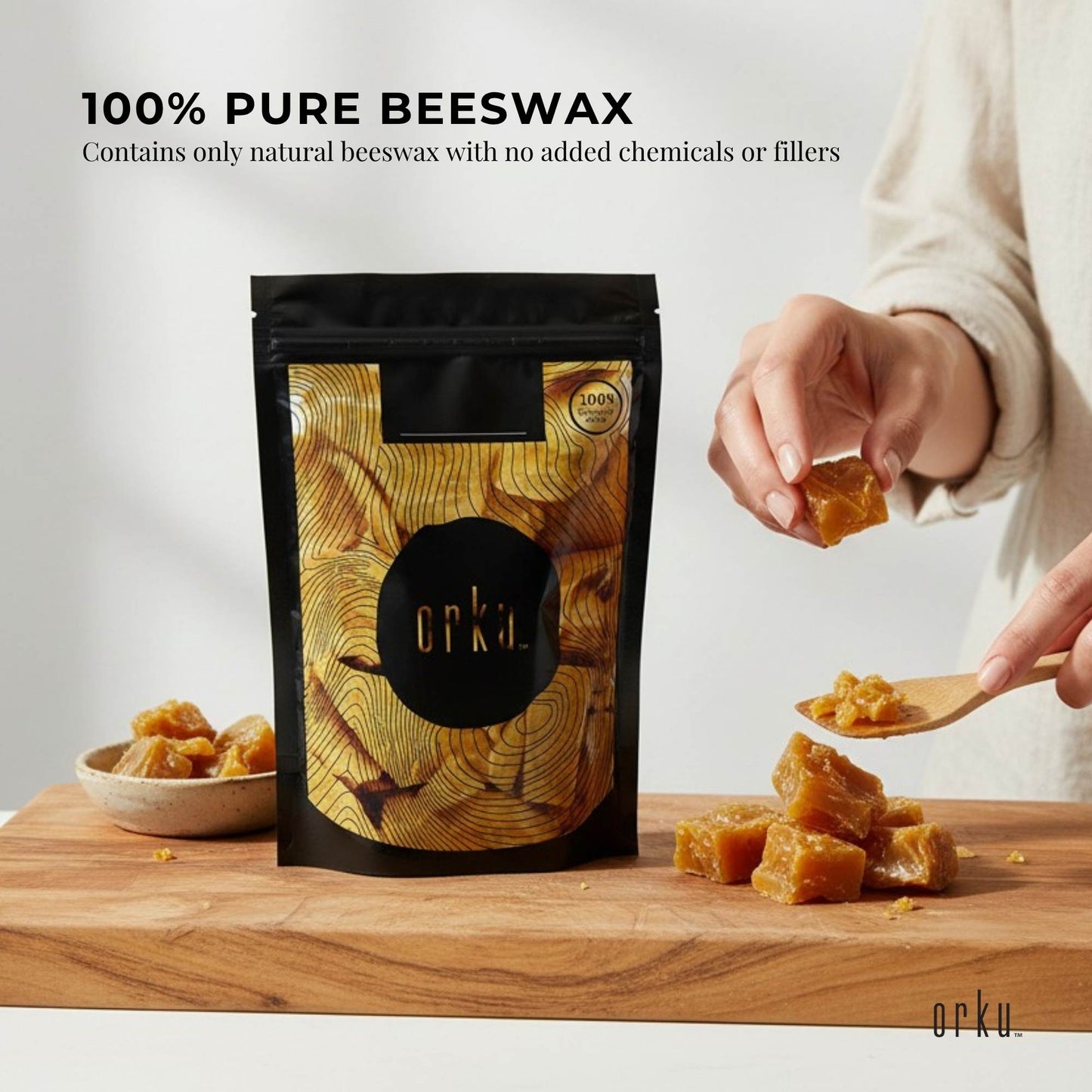1Kg Orku Australian Beeswax Chunks - Pure Natural Unrefined Raw