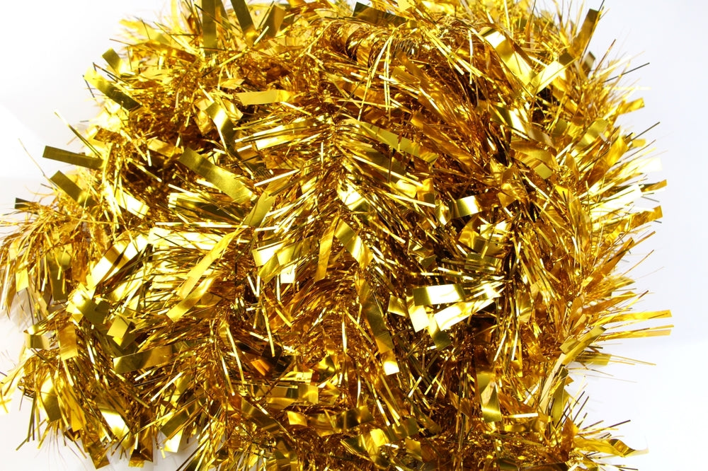 20 X Christmas Tinsel Thick 2-Tone Xmas Garland Tree Decorations - Gold/Gold