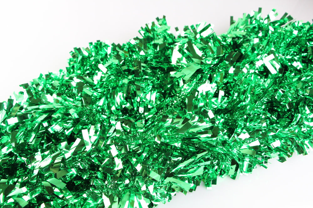 20 X Christmas Tinsel Thick Xmas Garland Tree Decorations - Green