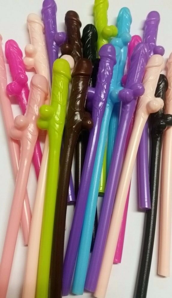 20 X Multicoloured Willy Drinking Nude Hens Night Games Party Penis Dick Straws
