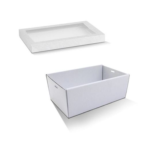 20 X White Disposable Catering Grazing Boxes Trays With Clear Frame Lids - Small