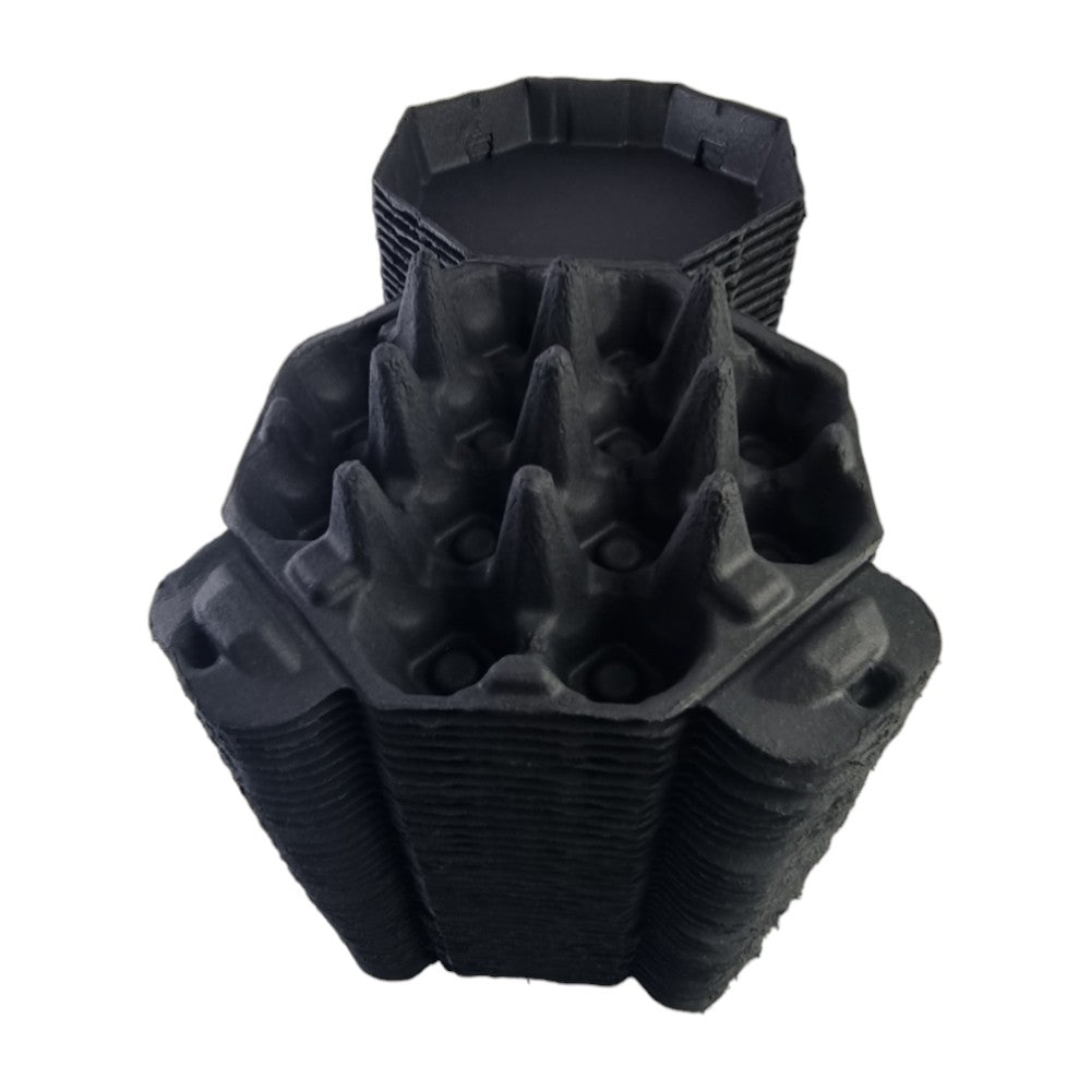 25 X Black Octagon Full Dozen Carton 12-Egg Recyclable Egg Cartons