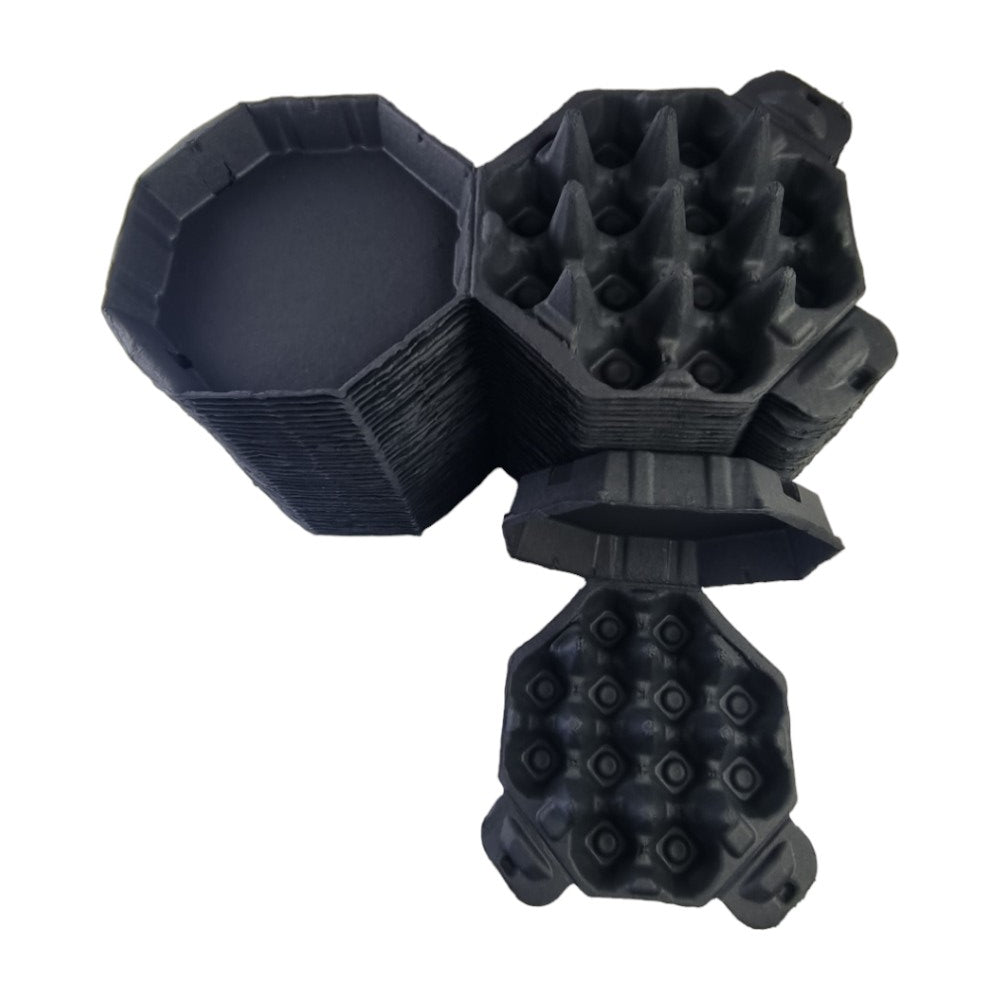 25 X Black Octagon Full Dozen Carton 12-Egg Recyclable Egg Cartons