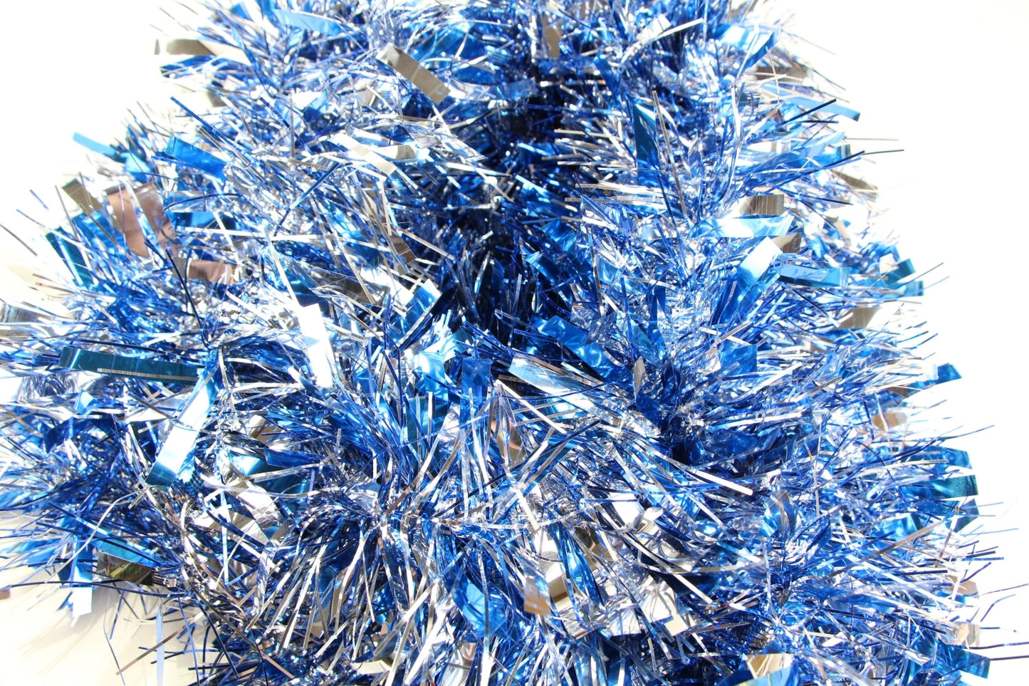 25 X Christmas Tinsel Thick 2-Tone Xmas Garland Tree Decorations - Blue/Silver