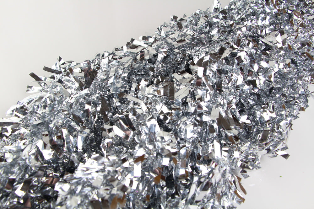 25 X Christmas Tinsel Thick Xmas Garland Tree Decorations - Silver