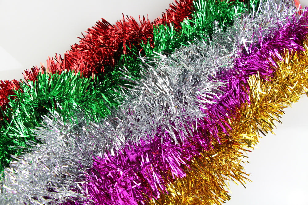 25 X Christmas Tinsel Thin Xmas Garland Tree Decorations - Assorted Pack