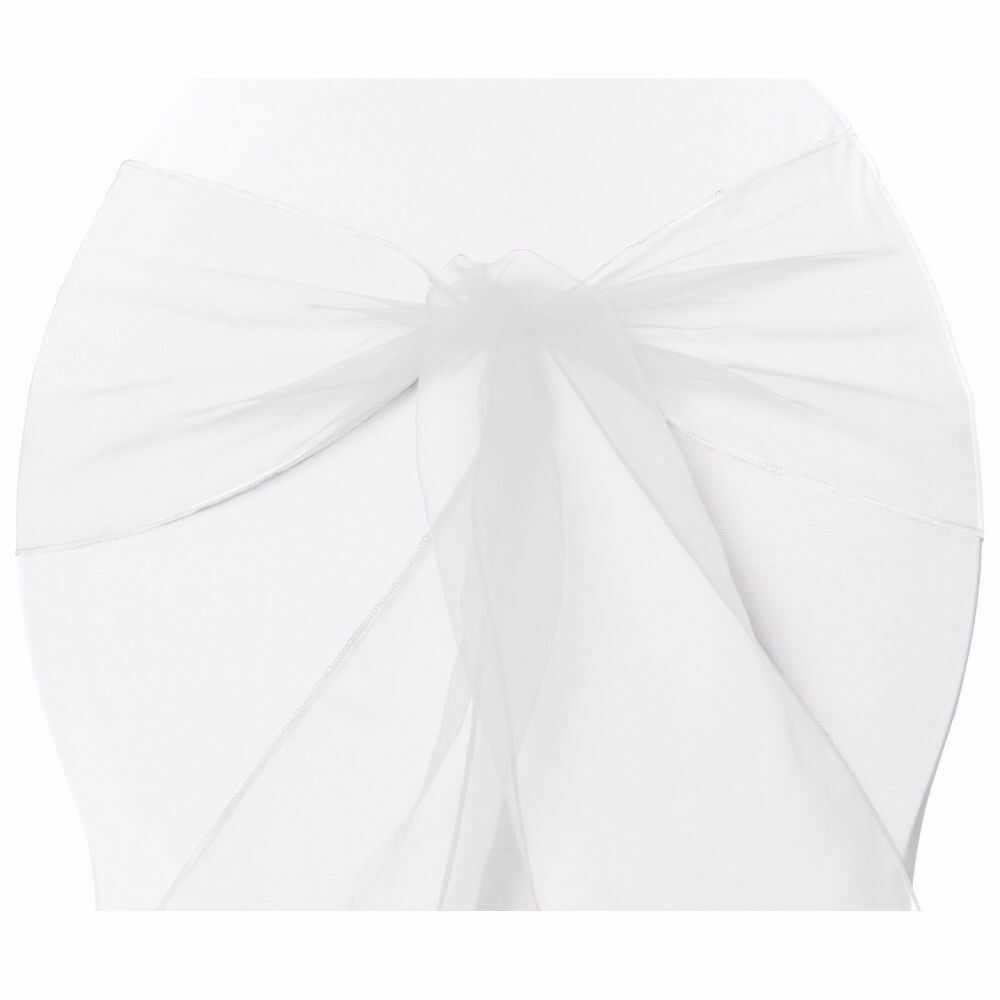 25 X Organza Bows Chair Sashes Wedding Engagement Black White Silver Seat Bow