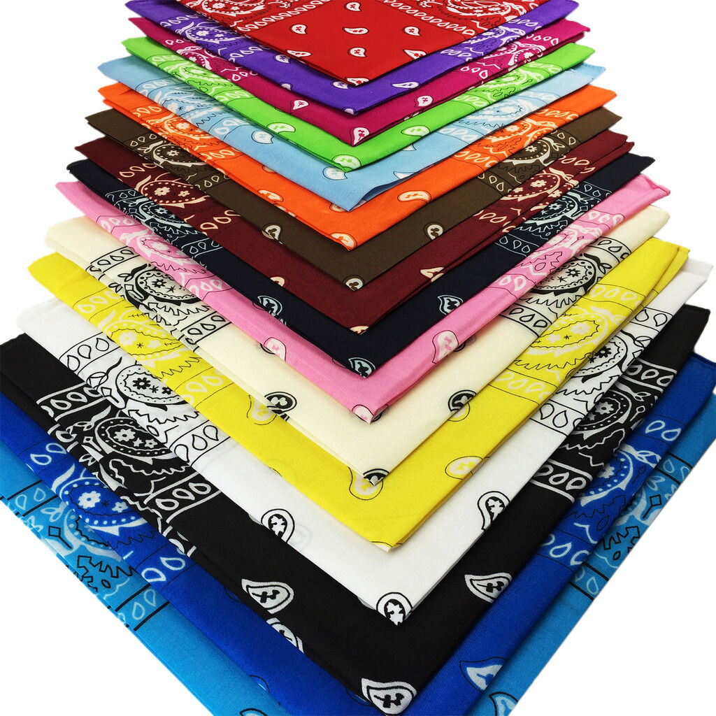25 X Paisley Bandana Cotton Head Wrap Neck Scarf Assorted Colours Black Red