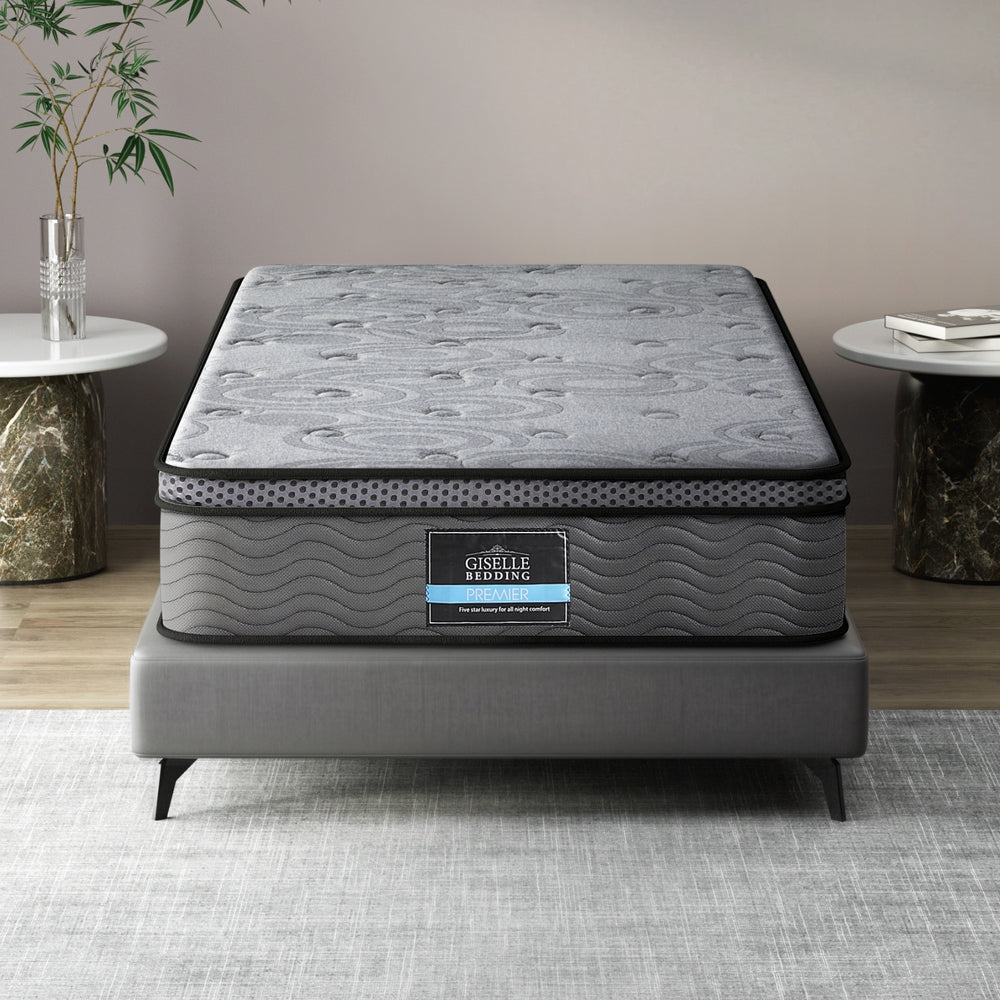 Giselle Bedding King Single Mattress 26cm Enhanced 6-turn Pocket Spring for Isolate Motion with Reinforced Edge Support