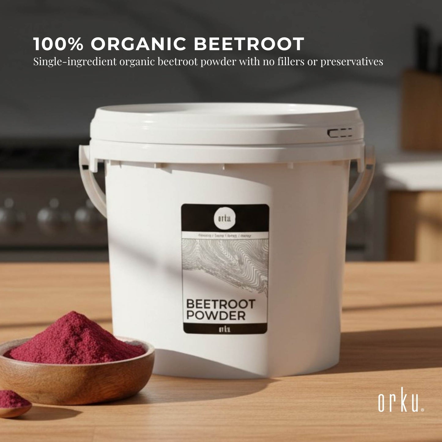 Orku 3Kg Organic Beetroot Powder ACO Certified 100% Pure Beet Root Tub