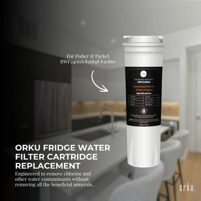 Orku Fridge Water Filter Cartridge for Fisher & Paykel RWF2400A 836848 836860