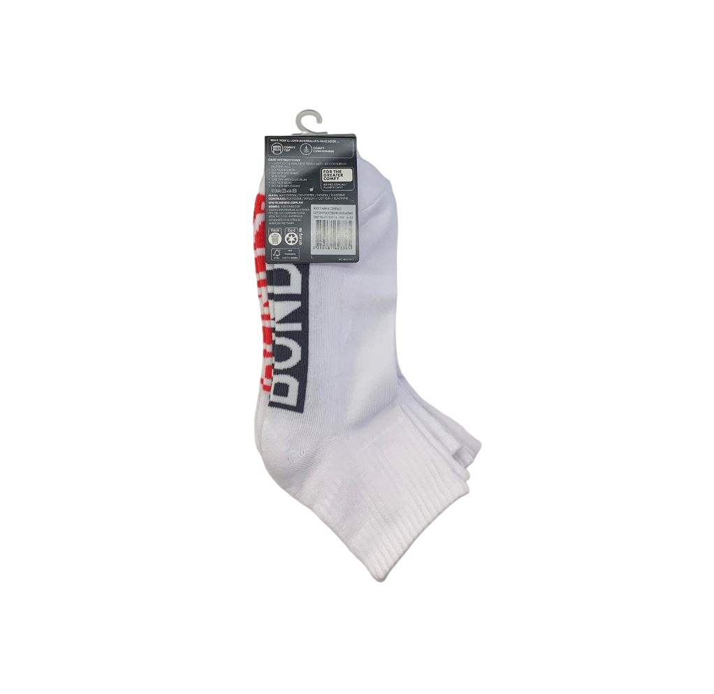3 Pairs X Bonds Mens Logo Quarter Crew White Multi Socks