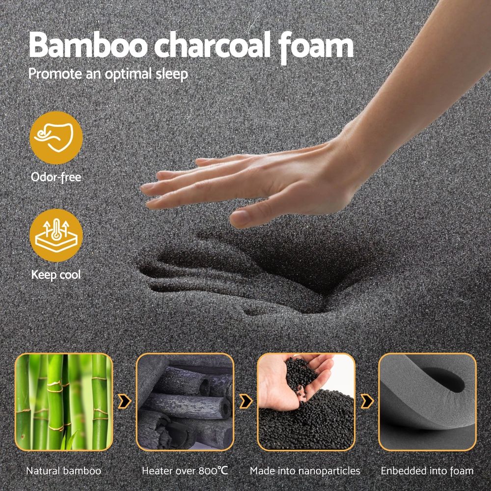Giselle Bedding King Mattress 35cm Bamboo Charcoal Foam with Enhanced 6-turn Pocket Spring