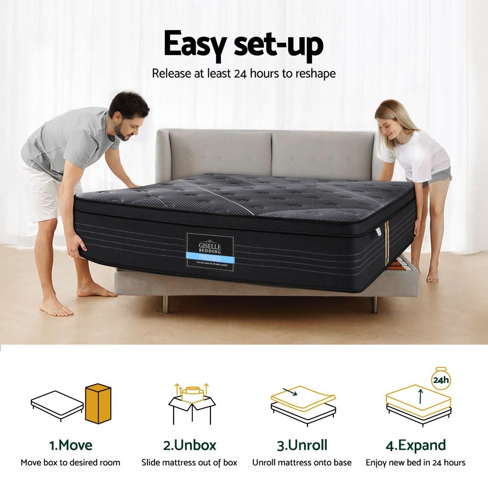 Giselle Bedding King Mattress 35cm Bamboo Charcoal Foam with Enhanced 6-turn Pocket Spring
